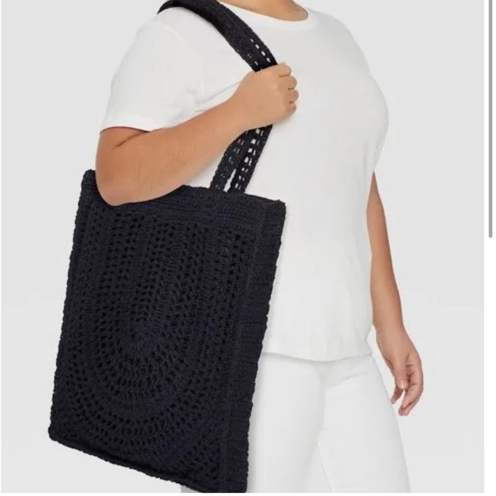 Universal threads Black Crochet Tote Bag